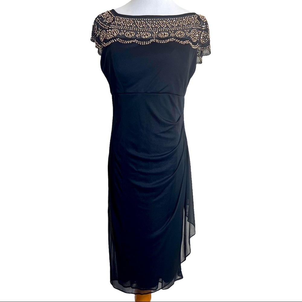 MSK Black Beaded Cocktail Party Dress Sz 6 NWT - Picture 1 of 7